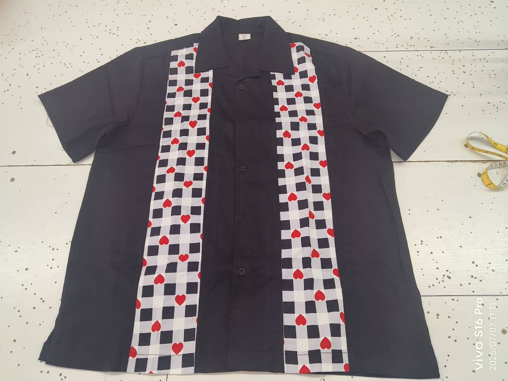 Double Panel Bowling Shirt - Gingham Heart Double Panel Bowling Shirt - Gingham Heart