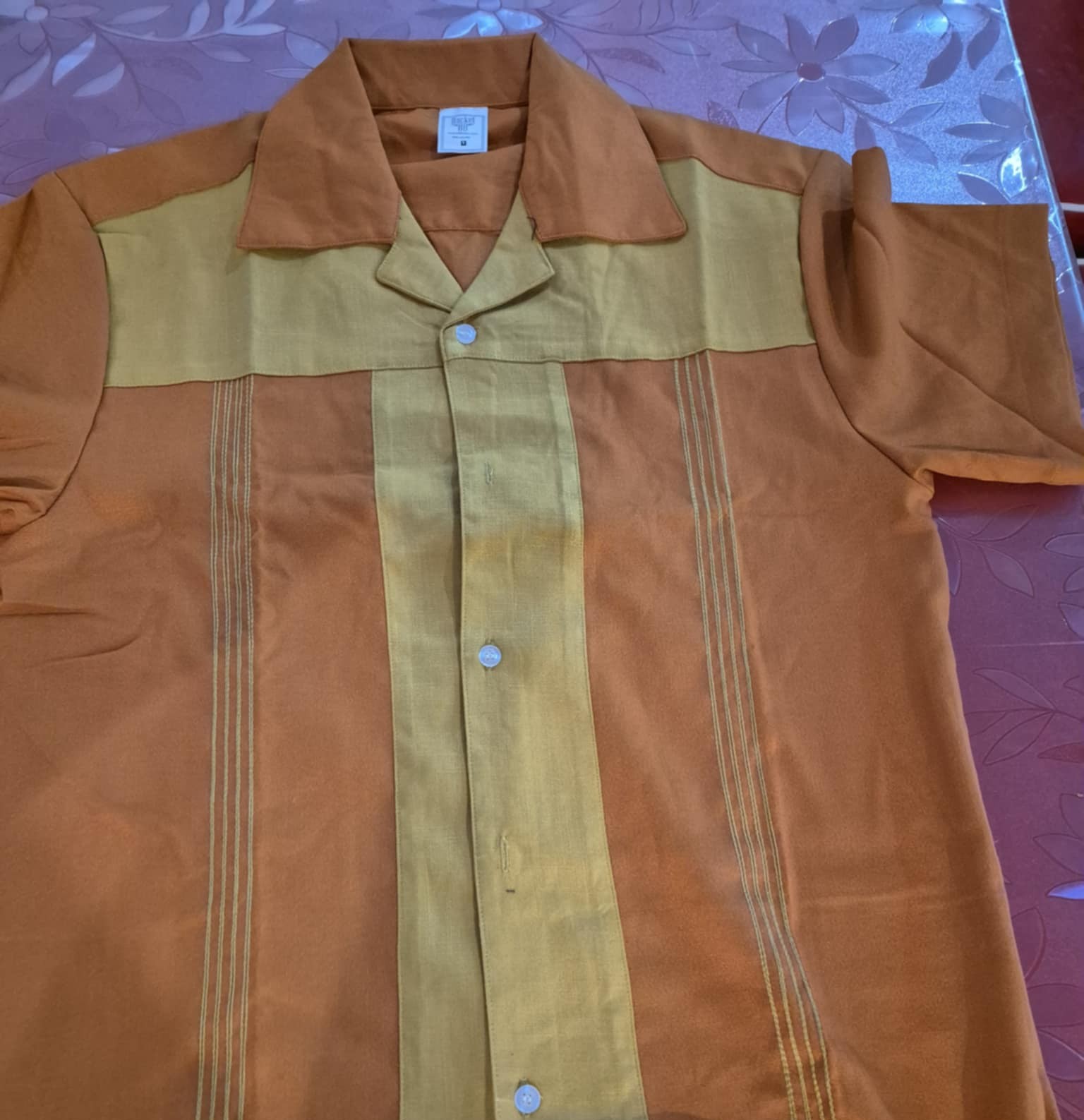 T Panel Vintage Bowling Shirt - Ochre/Mustard T Panel Vintage Bowling Shirt - Ochre/Mustard