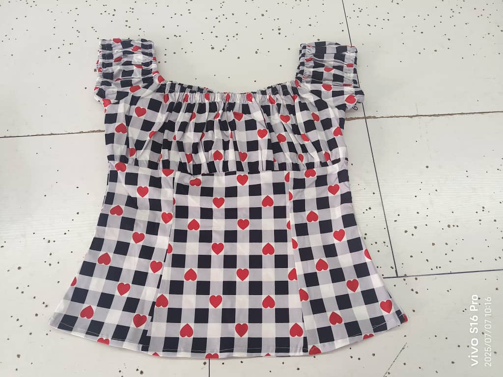 Rockabilly Peasant Top - Gingham Heart Rockabilly Peasant Top - Gingham Heart