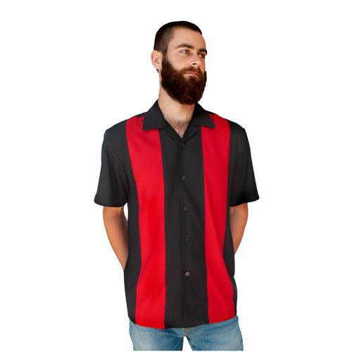 Double Panel Bowling Shirt - Black/Red  Double Panel Bowling Shirt - Black/Red