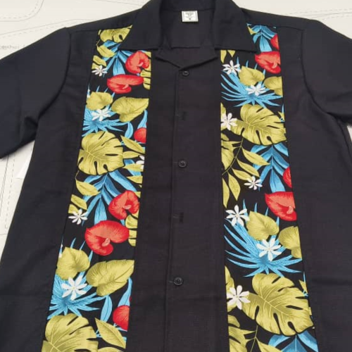 Double Panel Bowling Shirt - Tropical Red Flower Double Panel Bowling Shirt - Tropical Red Flower