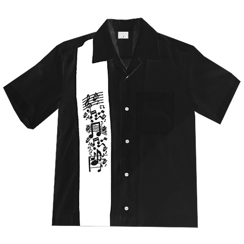 Music Note Bowling Shirt - Black Music Note Bowling Shirt - Black