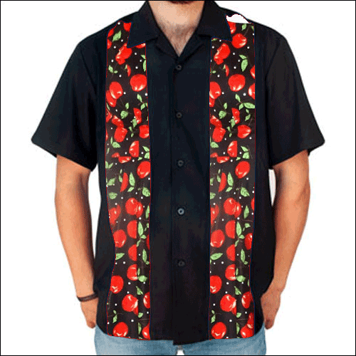 Double Panel Bowling Shirt - Cherry Double Panel Bowling Shirt - Cherry
