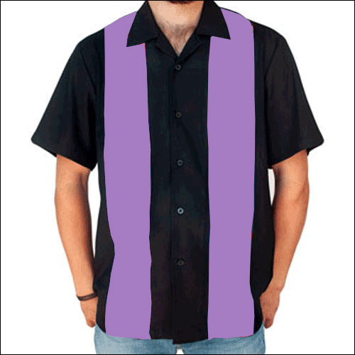 Double Panel Bowling Shirt - Black/Purple Double Panel Bowling Shirt - Black/Purple