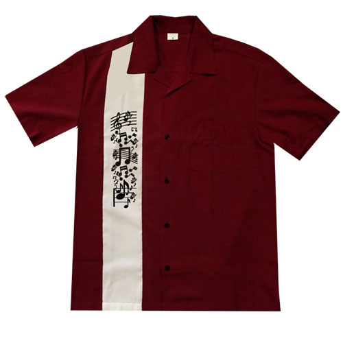 Music Note Bowling Shirt - Wine Music Note Bowling Shirt - Wine